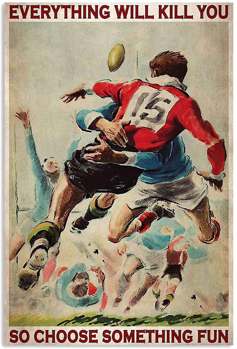 Vintage Rugby Choose Something Fun Poster Art Print      Home Decor Gift For Men Women Family Friend On Birthday Xmas