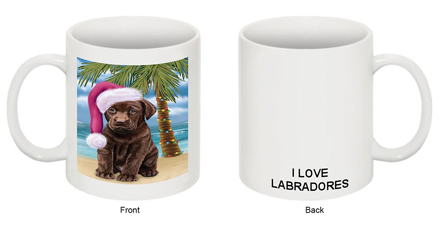 Summertime Labrador Puppy On Beach Christmas Mug Cmg0812