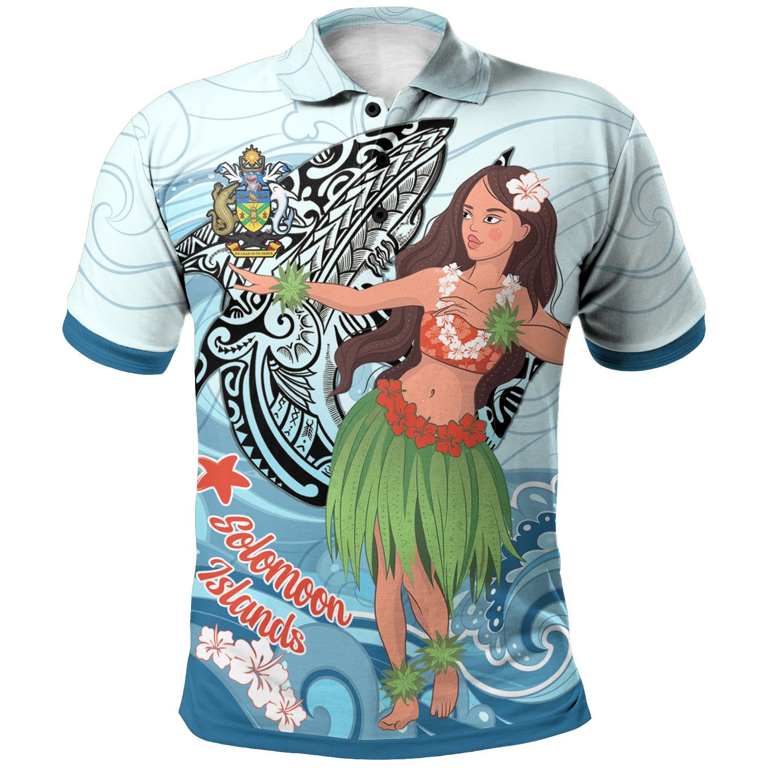 Solomon Islands Polo Shirt – Polynesian Girls With Shark