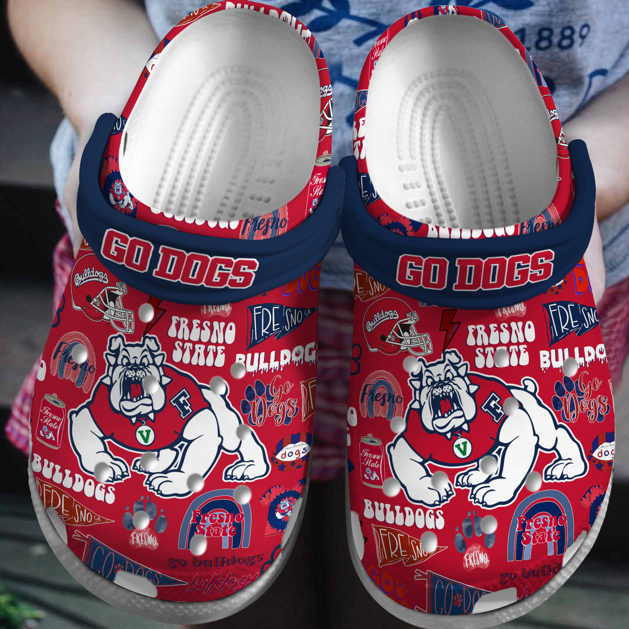 Fresno State Bulldogs NCAA Sport Crocss Crocband Clogs Shoes Comfortable For Men Women and Kids