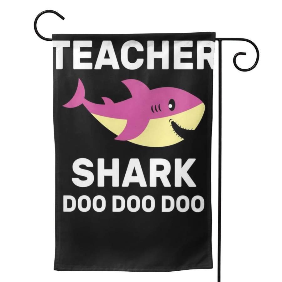 2 Pcs Garden Flag Teacher Shark Horizontal Poster 12.5″x18″ -Mothers Day, Birthday Gifts for Mom, Dad, Wife, Husband, Daughters, Grandma, Friends