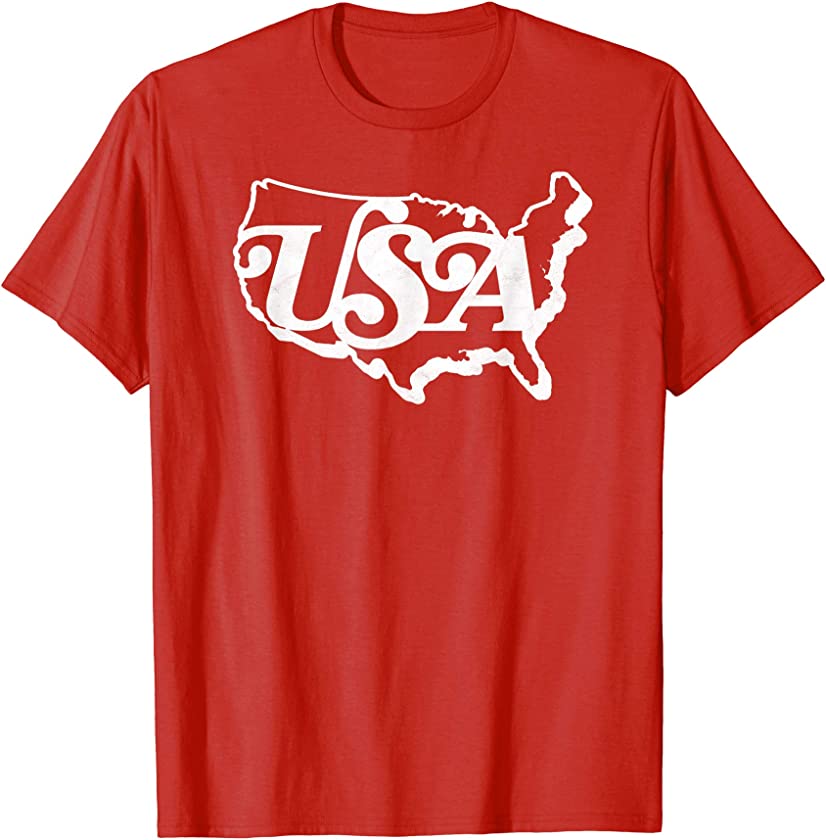 Vintage USA Map Retro Typography Patriotic 4th of July Shirt