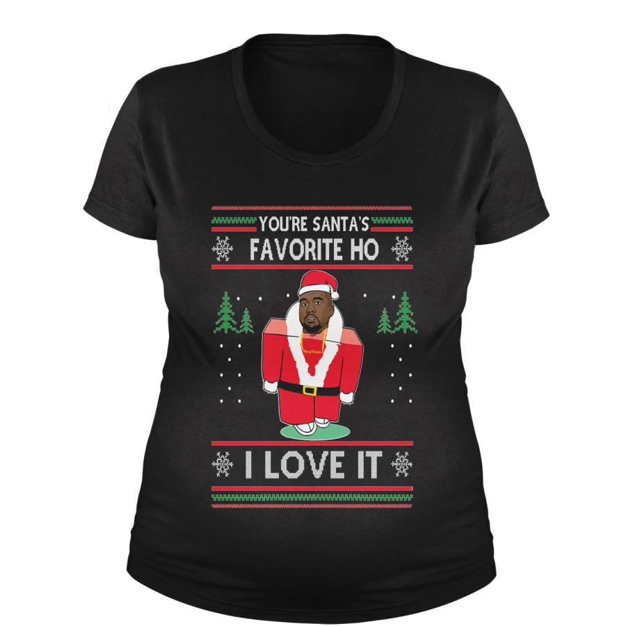 You’re Santas Favorite Ho Ugly Christmas Maternity Pregnancy Scoop Neck T-Shirt