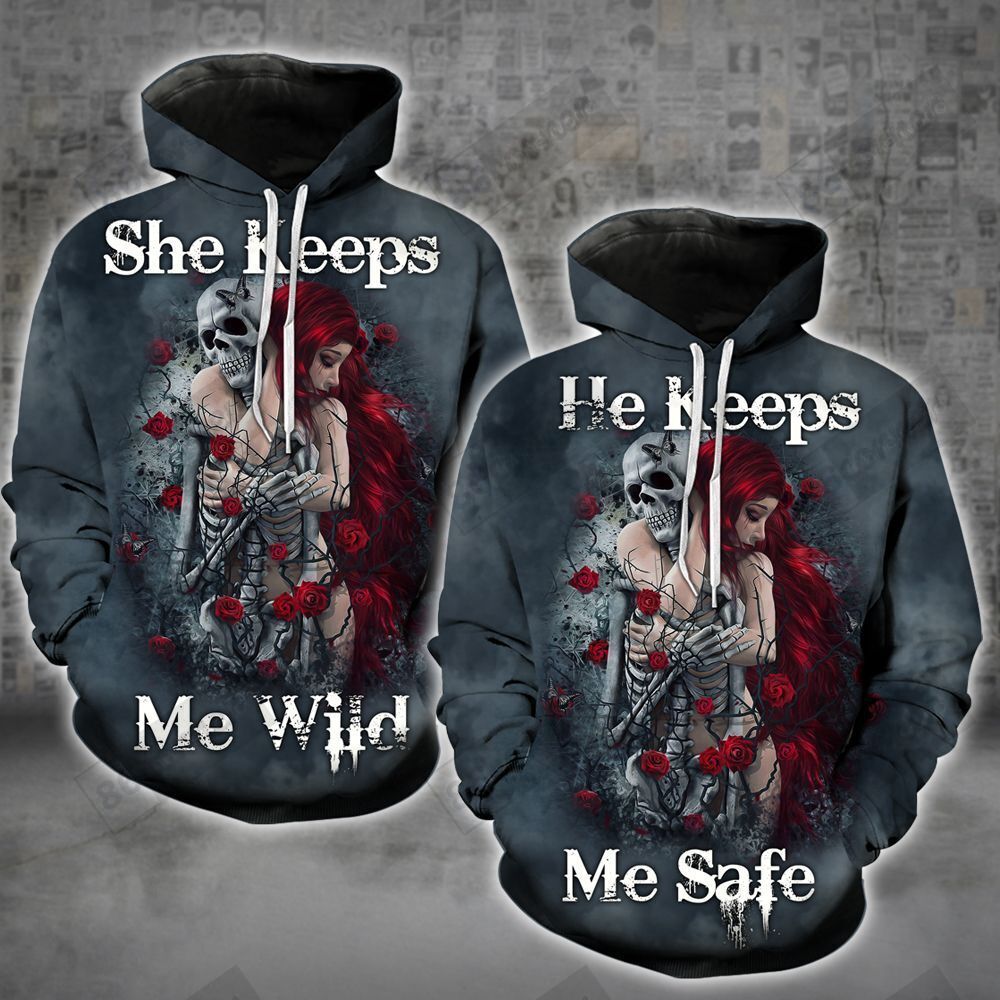 Skull Rose Dark Couple Hoodies