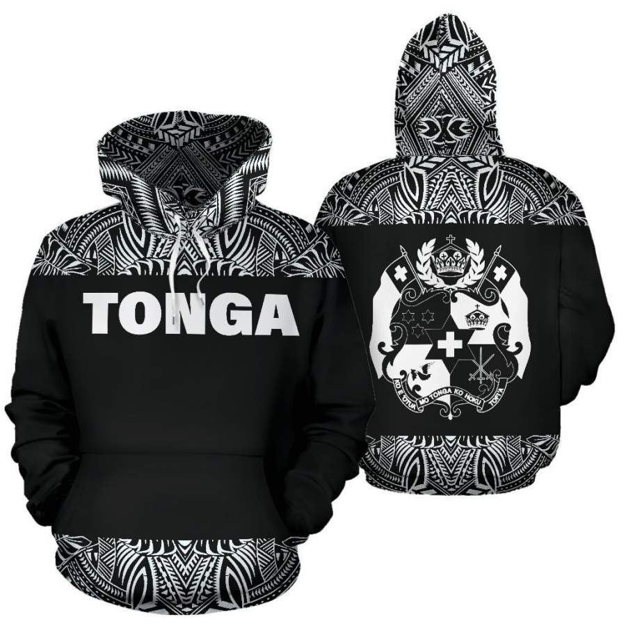 Tonga All Over Hoodie – Polynesian Black And White – BN09