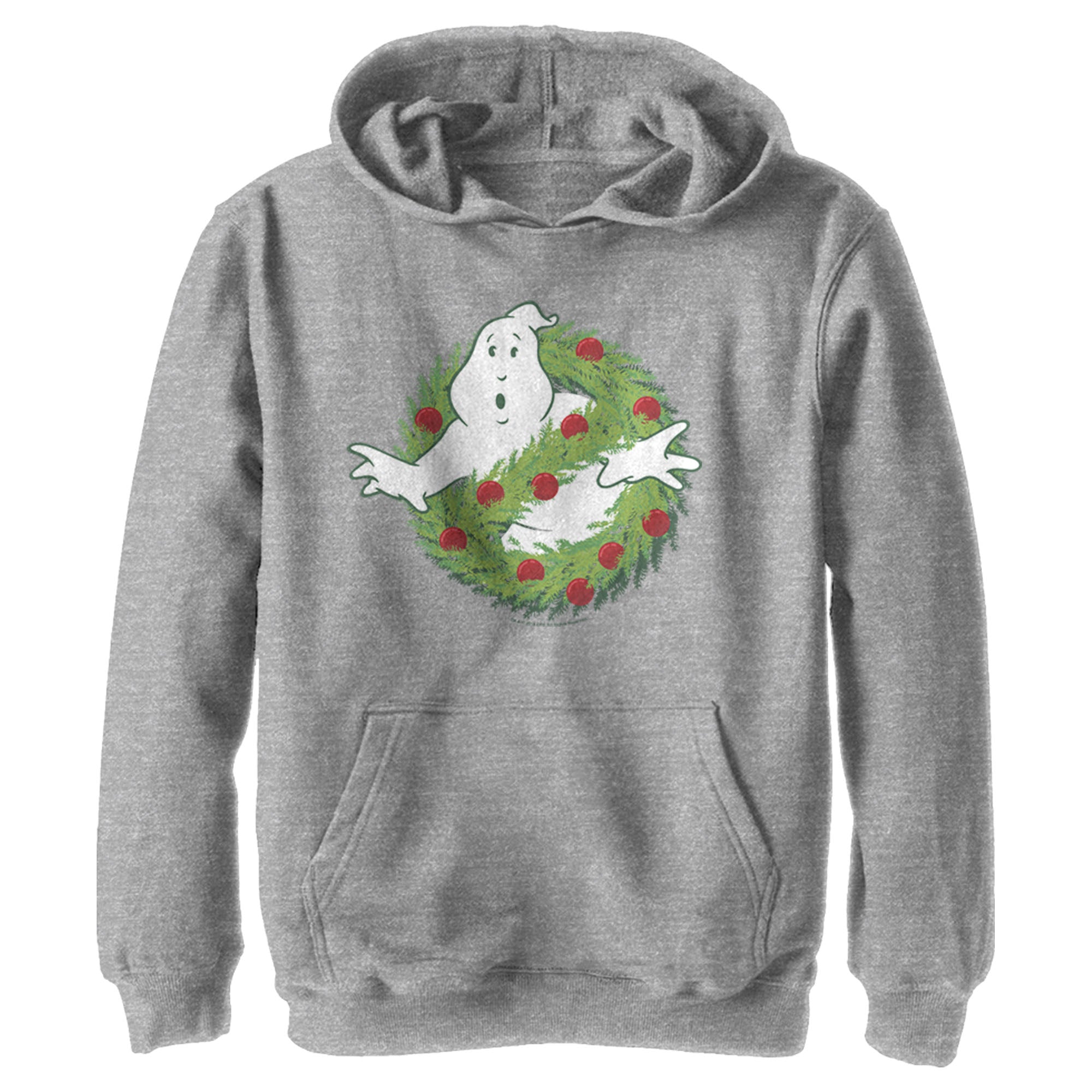 Boy’S Ghostbusters Christmas Wreath Logo Pull Over Hoodie