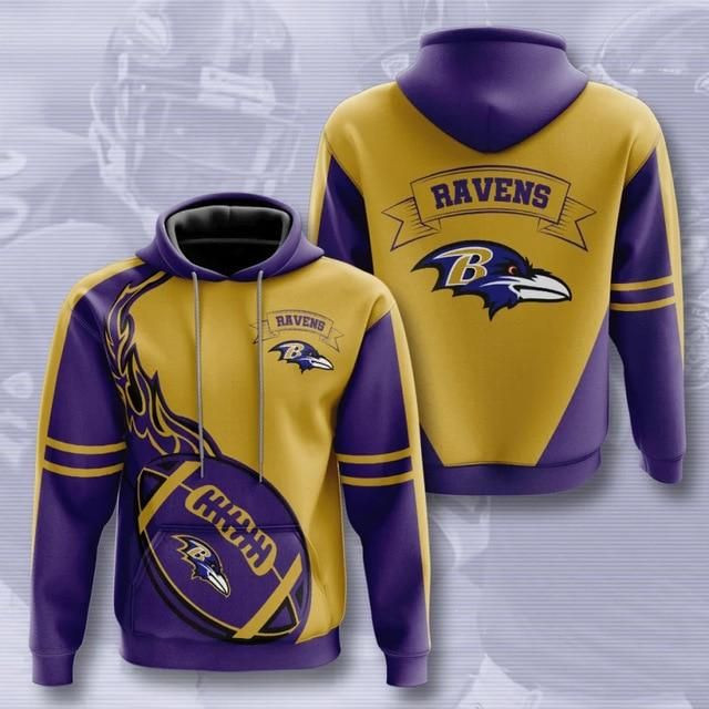 Baltimore Ravens Flame Ball 62 Unisex 3D Hoodie Gift For Fans