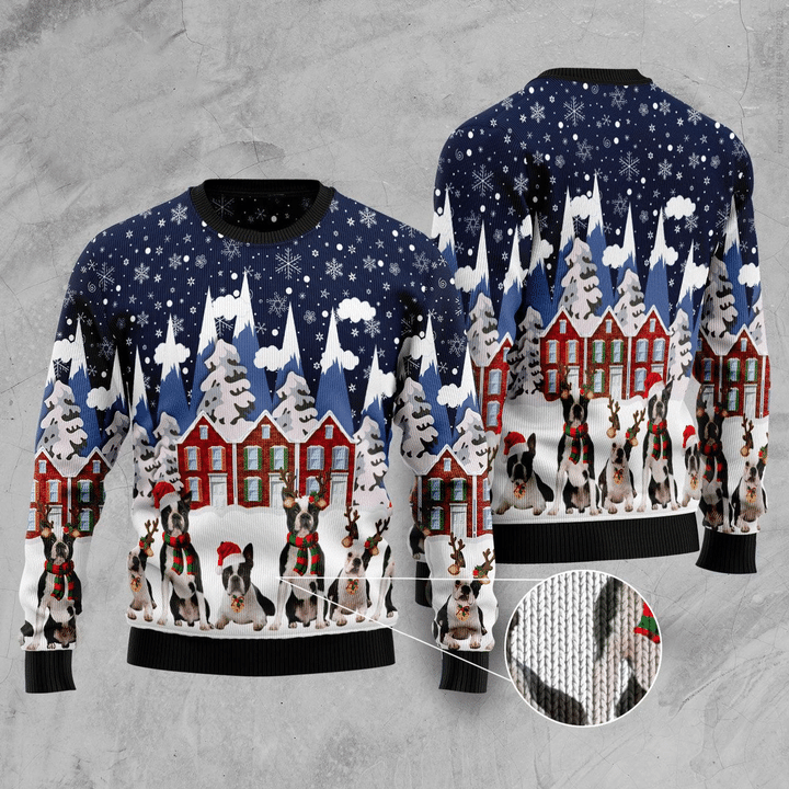 Boston Terrier Ugly Christmas Sweater | For Men & Women | Adult | Us3898