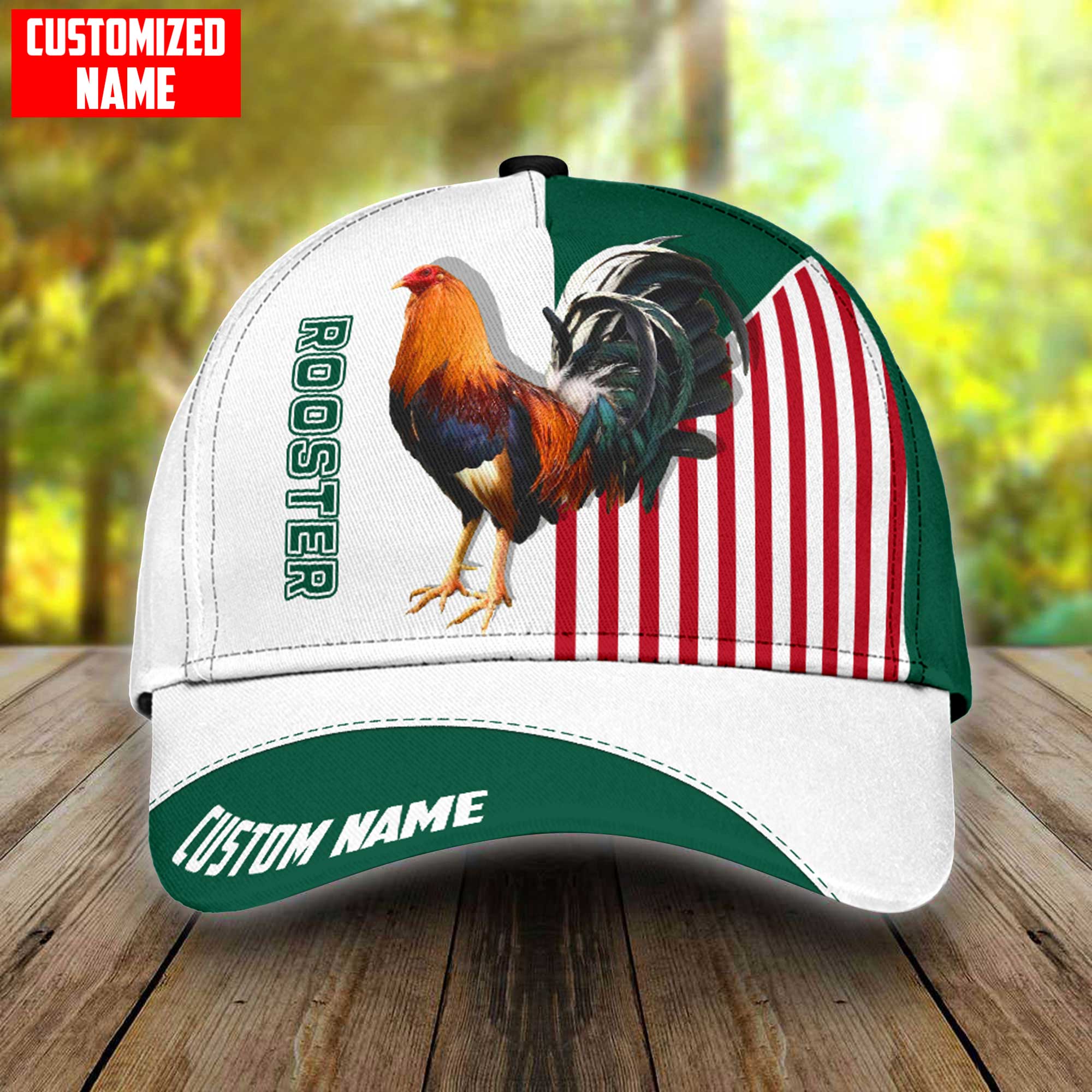 Custom Name Rooster Mexico All Over Printed Baseball Cap Hat Classic Cap For Chicken Lover