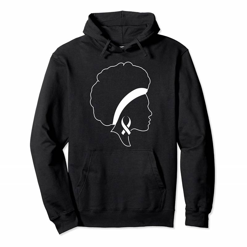 African Afro Woman Lung Cancer Awareness Ribbon Gifts Pullover Hoodie