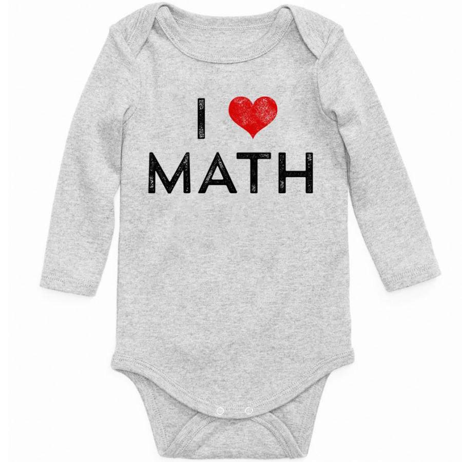 I Love Math  Long Sleeve Baby Onesie