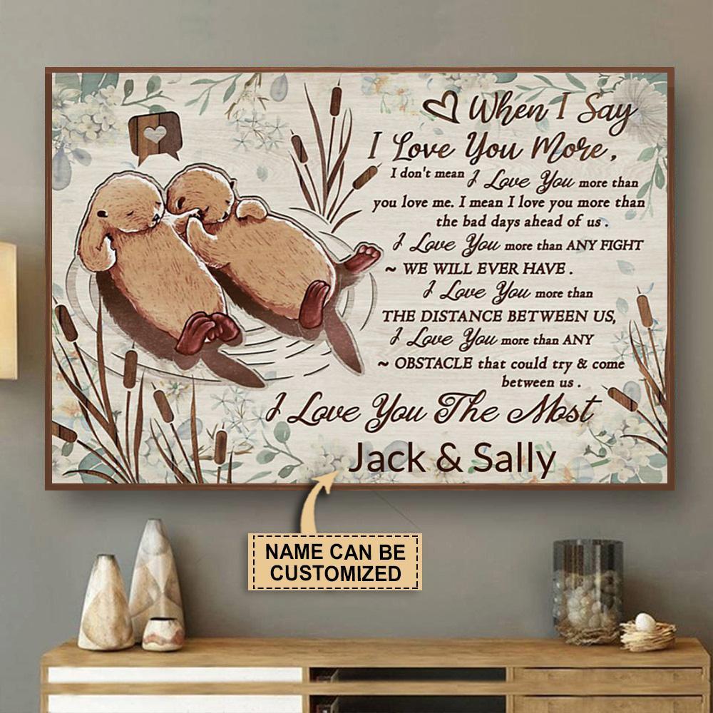 Aeticon Gifts Personalized Otter I Love You The Most Canvas Mom Dad Gift Home Decor