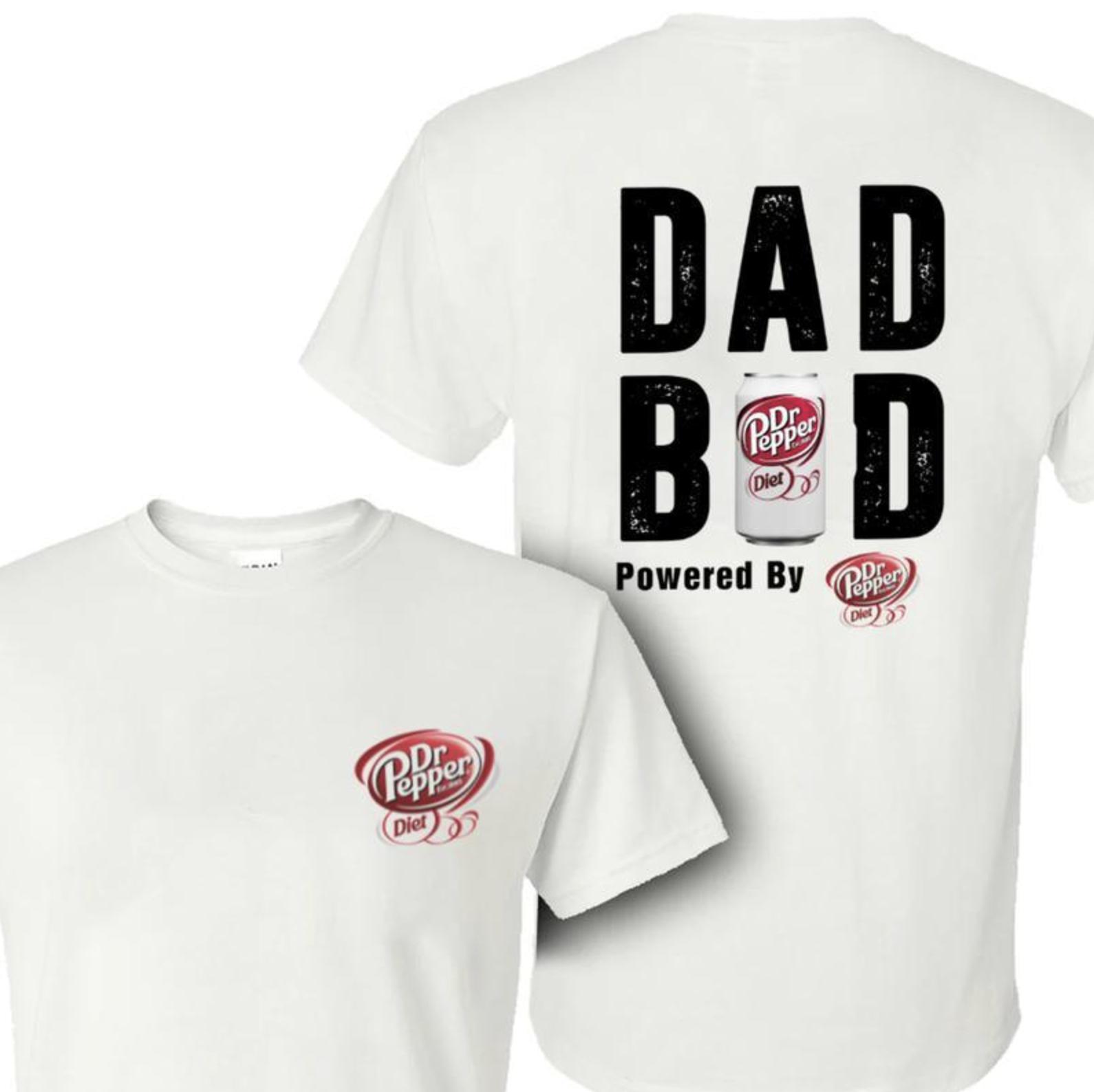 Funny Dad Bod Powered By Diet Dr Pepper TShirt | Soft Cotton Fit, Perfect For Fathers Day, Cool Dads | Gift For Soda Lovers With Style, Full Colors