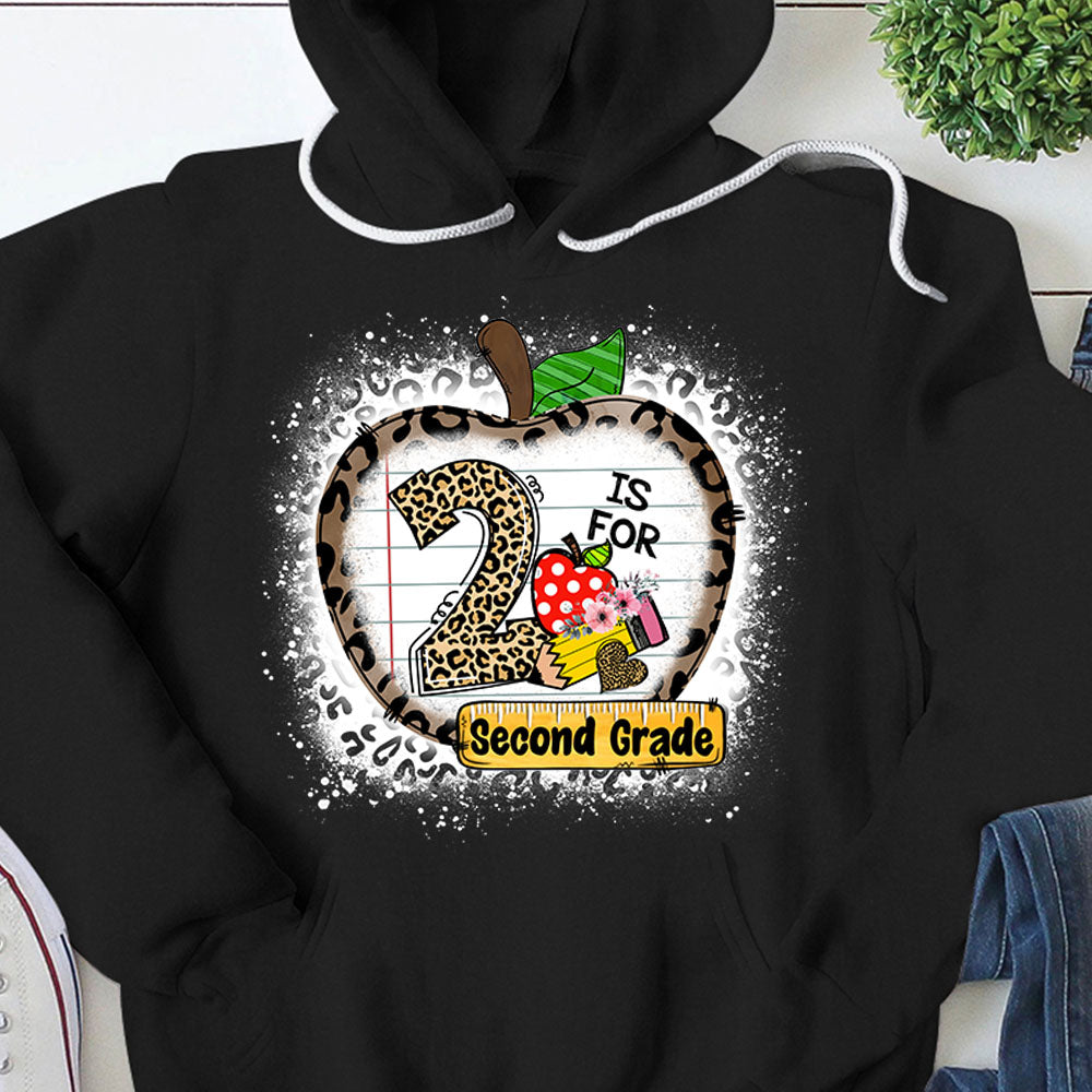 Grade Level Shirt 2 Is For Second Grade Leopard Apple Pencil Shirt For Teacher Hk10 Trhn