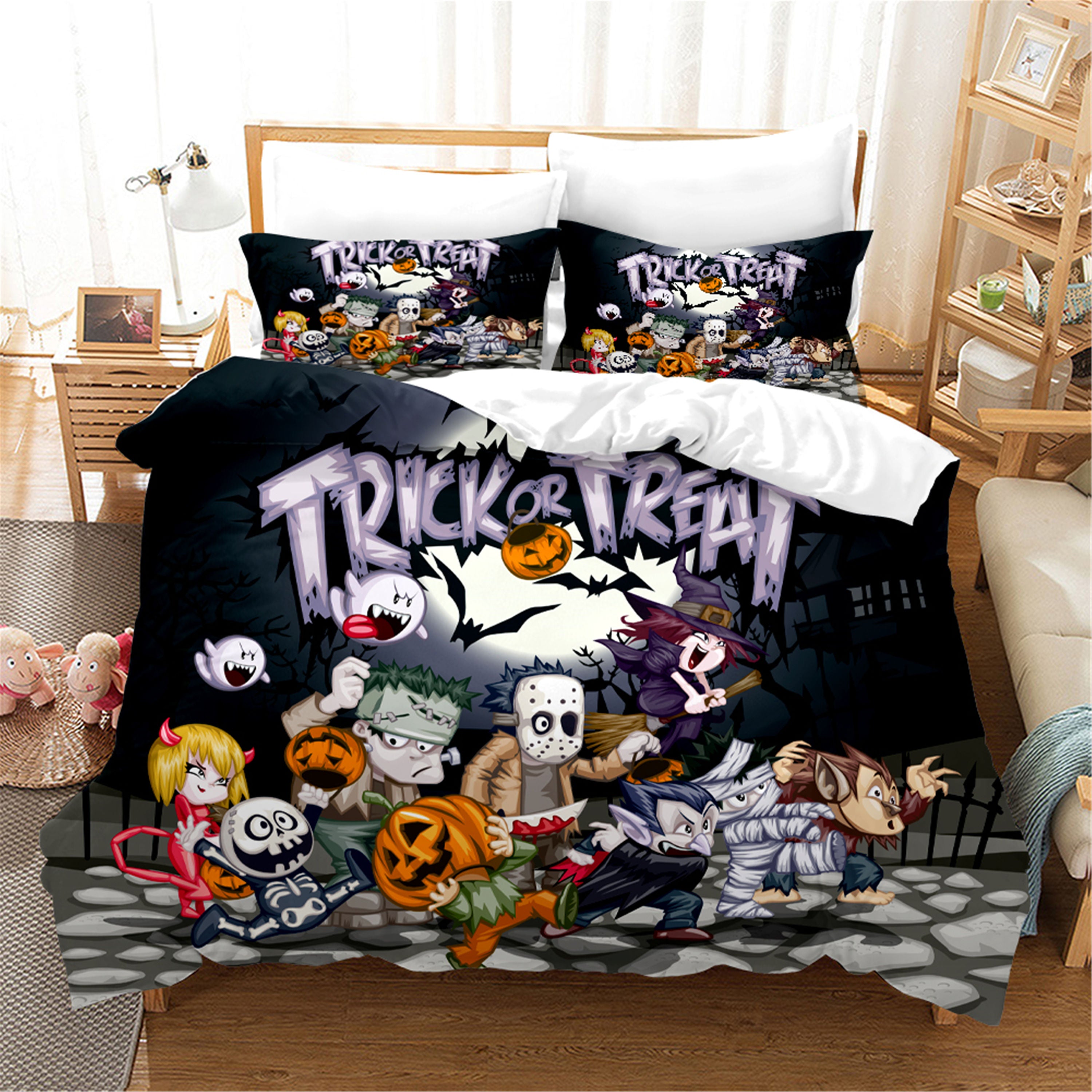 3D Cartoon Halloween Quilt Cover Set Bedding Set Duvet Cover Pillowcases Wj 1633