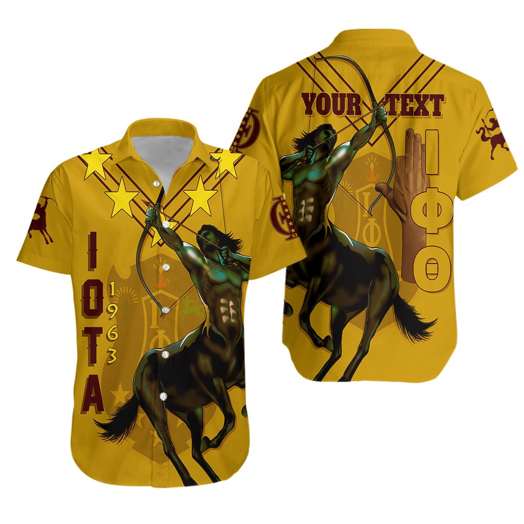 Fraternity Shirt – Personalized Iota Phi Theta Short Sleeve Shirt Mighty Gilded Gold Centaur