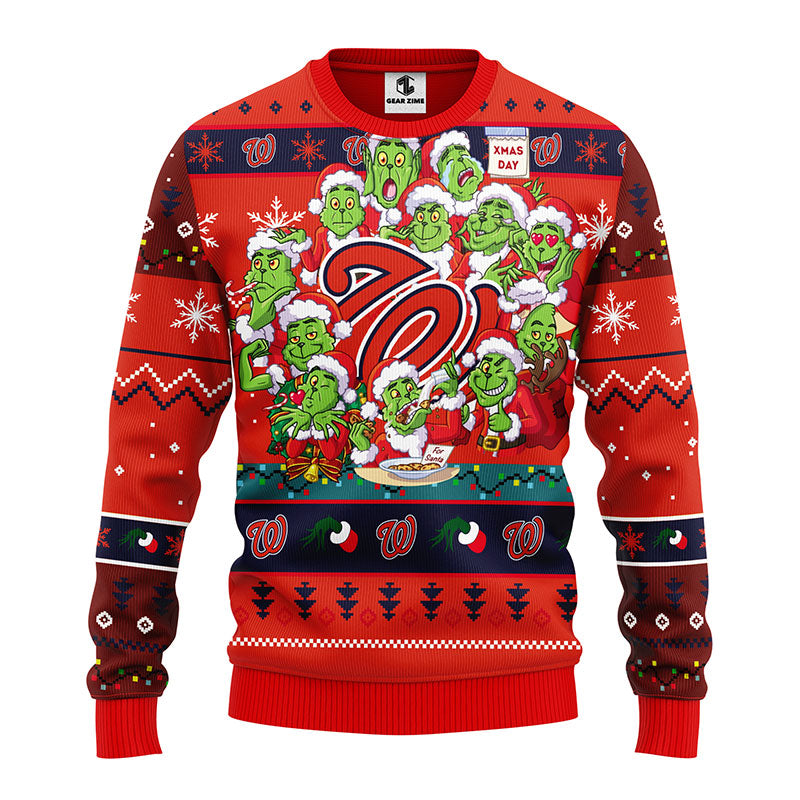 Washington Nationals 12 Grinch Xmas Day Christmas Ugly Sweater