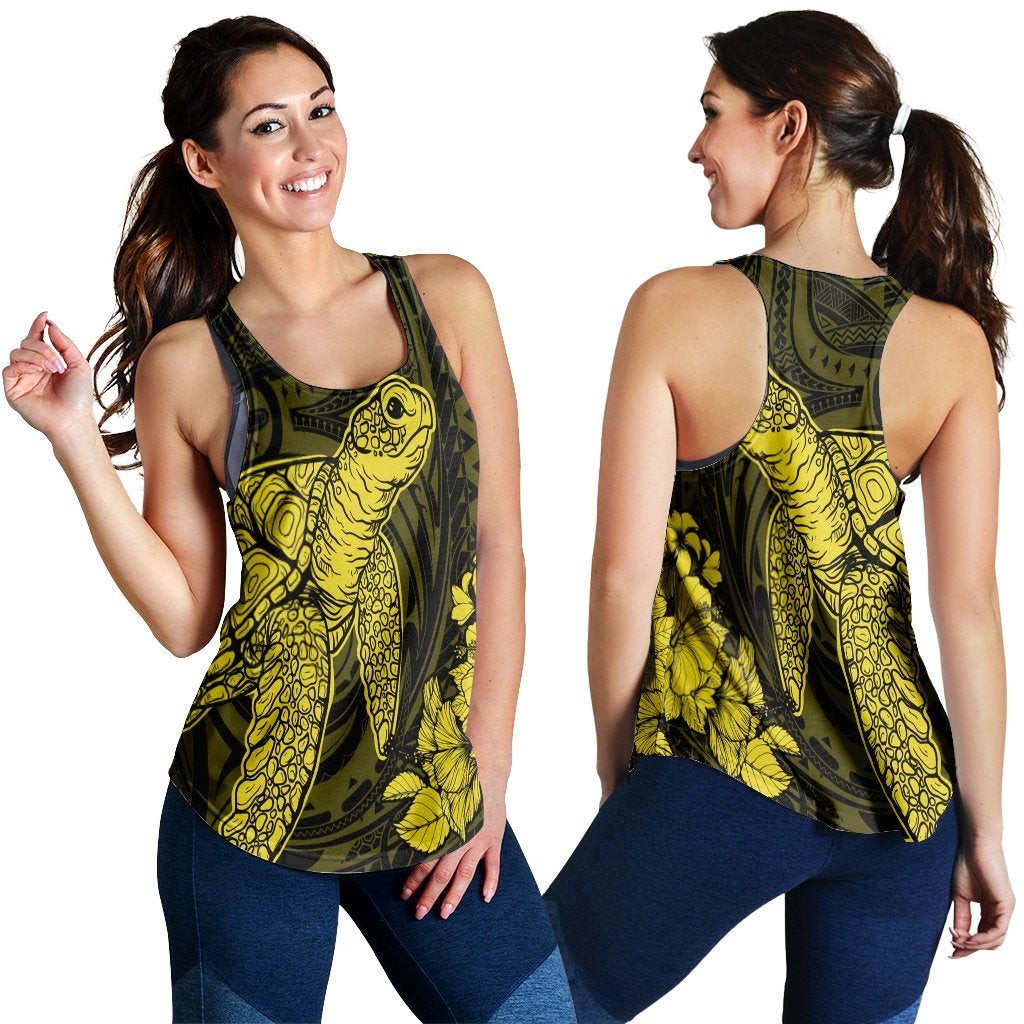 Hawaii Hibiscus Memory Turtle Polynesian Racerback Tank Yellow Ah Ha16824