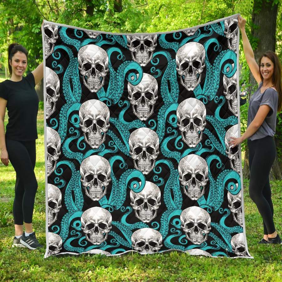 Octopus Tentacles Skull Pattern Print Quilt