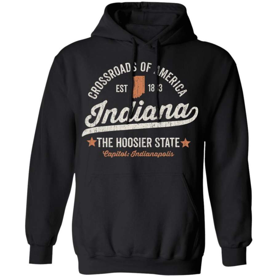 Indiana Vintage Sports Design Hoosier State Dark Rough Hoodie