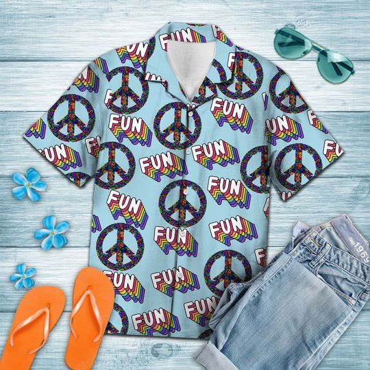 Hippie Fun Summer Blue Nice Design Unisex Hawaii Shirt For Men And Women Ha99999