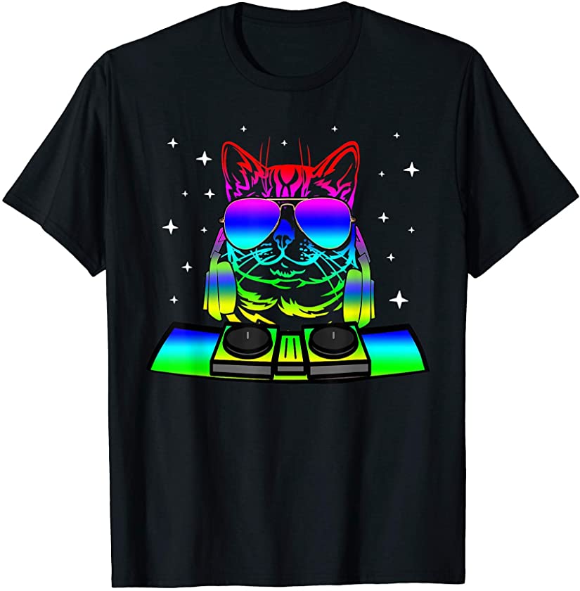 Cool Cat DJ – Party Kitten Paw Animal Gift For Music Lover T-Shirt