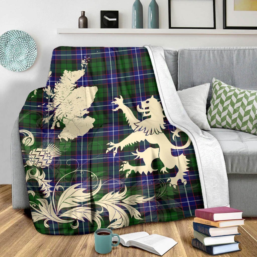 Tartan Blanket Russell Modern Tartan Scotland Lion Thistle Map Plaid Blanket