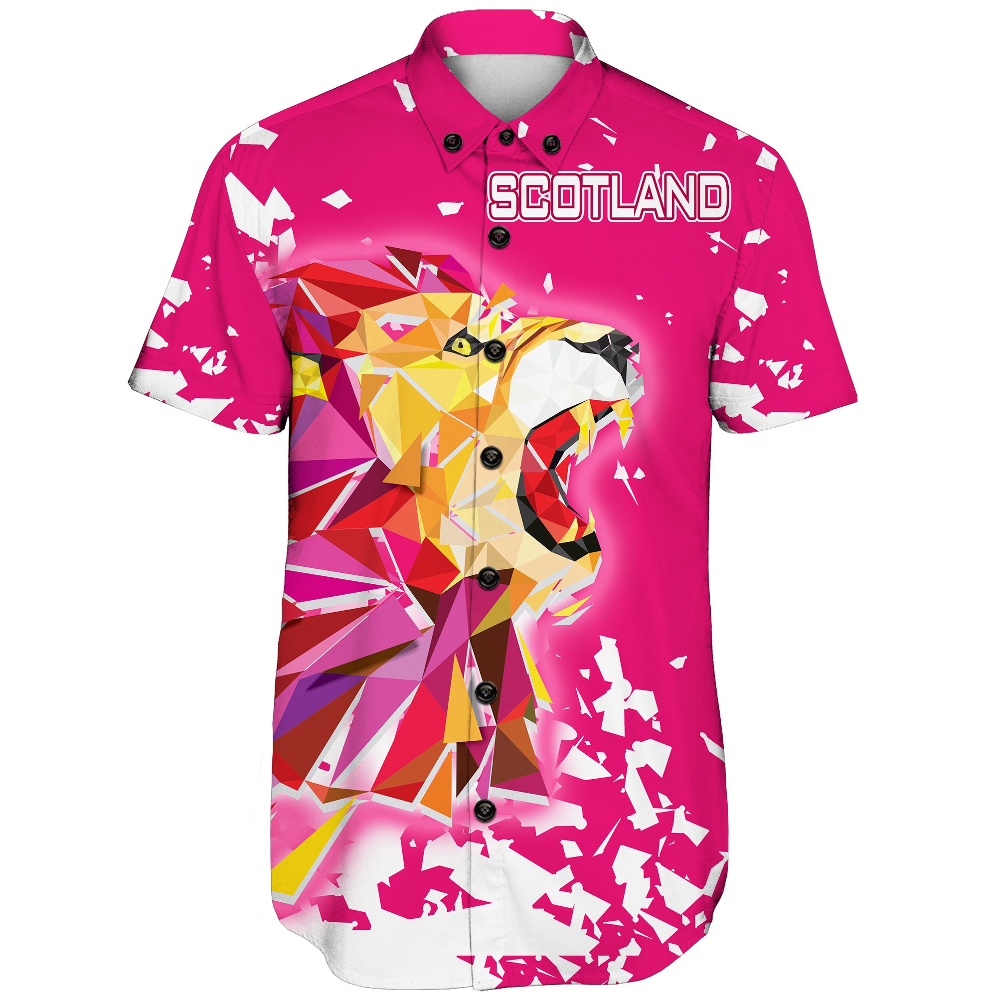 1stScotland Short Sleeve Shirt Pink Lion A27