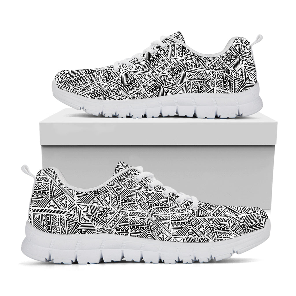 Ancient Aztec Tribal Pattern Print White Sneakers