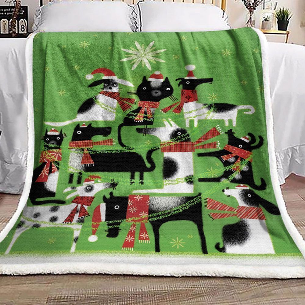 Animal Christmas Tree Sherpa Fleece Blanket Yq