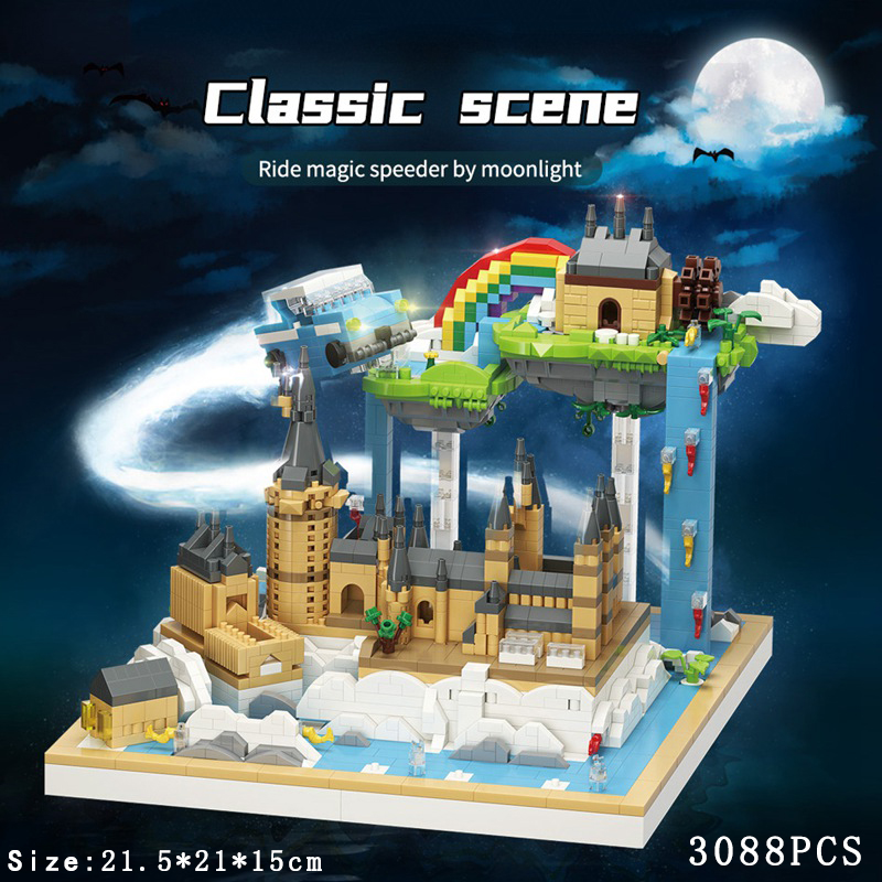 MOC 727PCS Movie Streetview Sets School Magic Castle Boook Building Model Blocks Kids Educational Toys Christmas Gifts alx