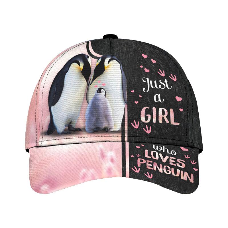 Just A Girl Who Loves Penguin All Over Print Cap Classic Caps Curved 3D Print Classic Caps Gift For Penguin Lover