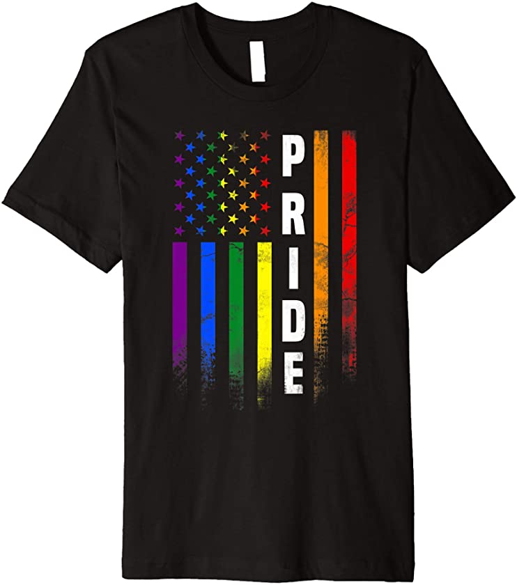 Vintage LGBT Pride American Flag T-shirt Gay Pride TShirt