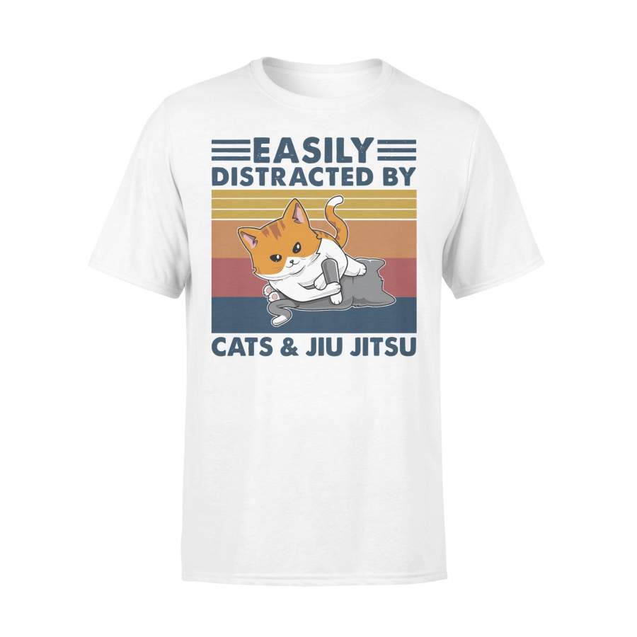 Easily Distracted By Cats And Jiu Jitsu Vintage T-shirt