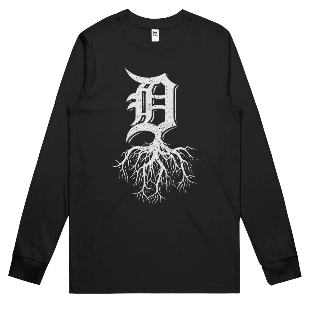 Detroit Roots Michigan American Born Rooted American Long Sleeve T Shirts