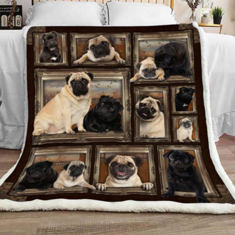 Pug Dog Sherpa Blanket JR0801 73O50