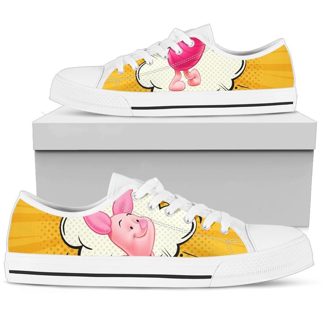 Piglet Cartoon Winnie The Pooh For Man And Women Gift For Fan Low Top Leather Shoes Sneakers