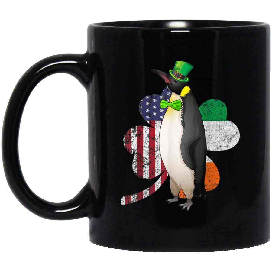 Irish American Flag Penguin St Patricks Day Mug