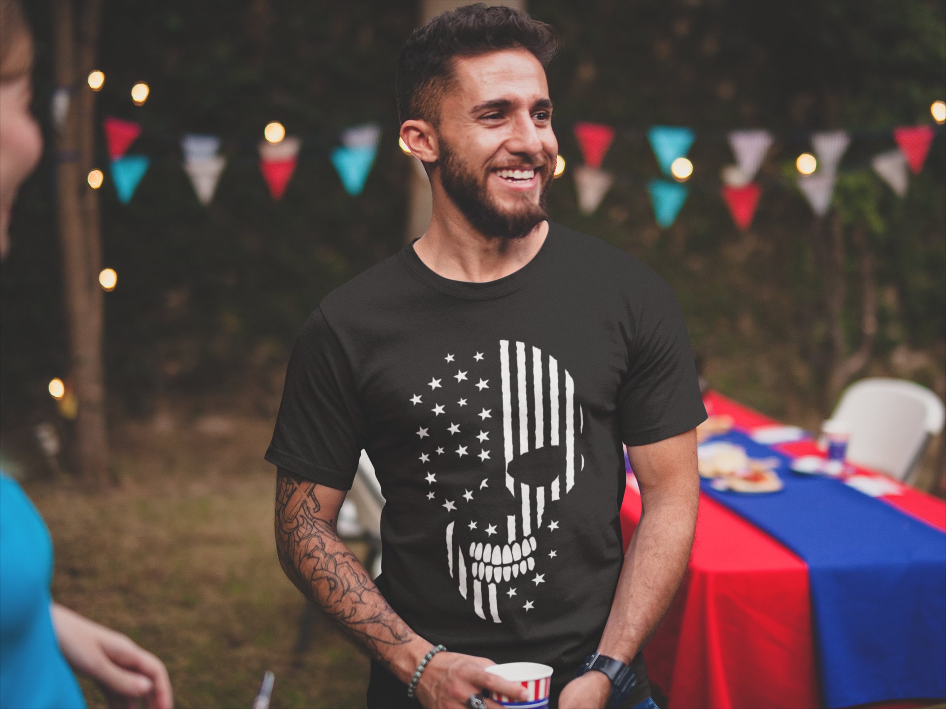 Patriotic Shirts For Men ,USA Military American Skull Flag Patriotic T-Shirt, Skull USA shirts