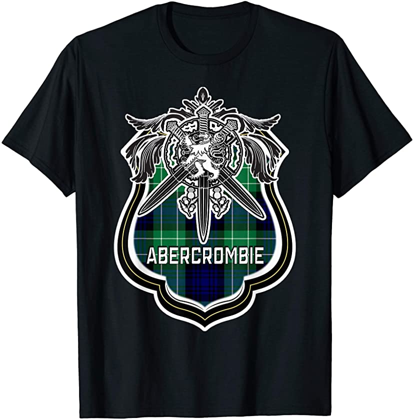 Abercrombie Scottish Clan Family Tartan Lion Sword Name T-Shirt