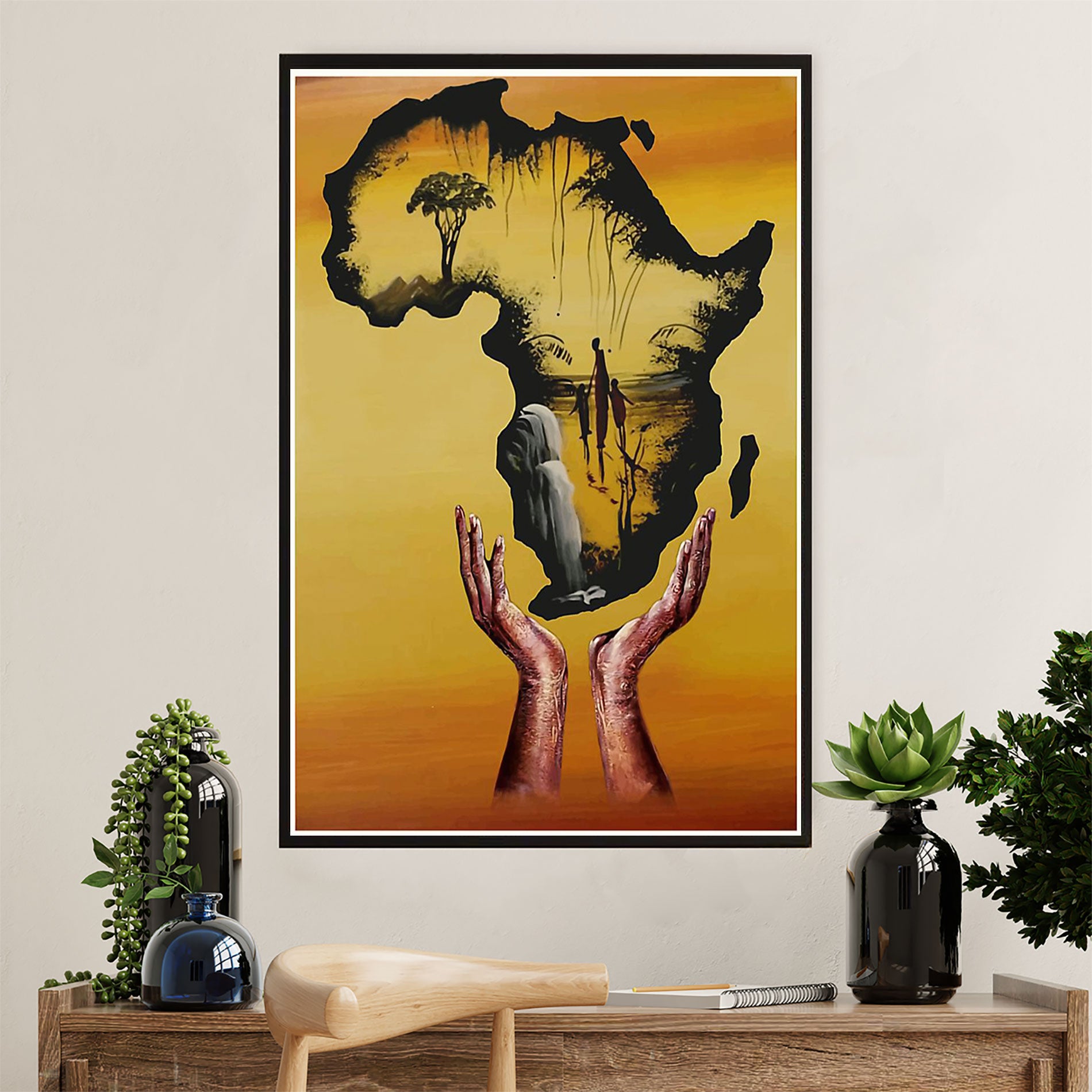 African American Afro Poster Prints | Africa Map Our Home | Wall Art Gift For Black Girl