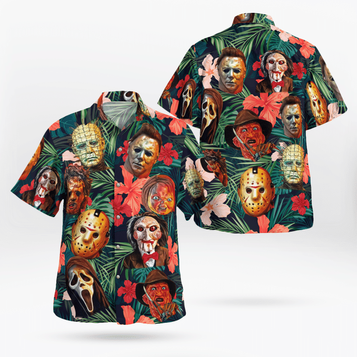 Horror Characters Short Sleeve Button Hawaii Shirt Ha47994