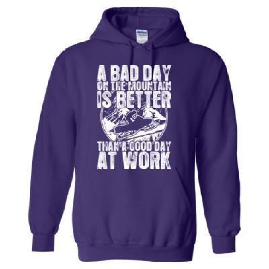 AGR Snowmobile A Bad Day On The Mountain Is Better Than A Good Day At Work – Heavy Blend™ Hooded Sweatshirt