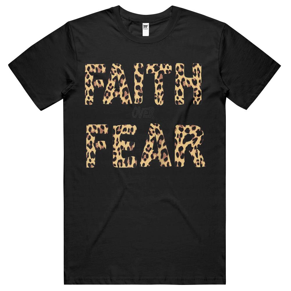 Faith Over Fear Shirt, Faith Over Fear T Shirt, Faith Over Fear Leopard Letters Christian Faith Cross T Shirts