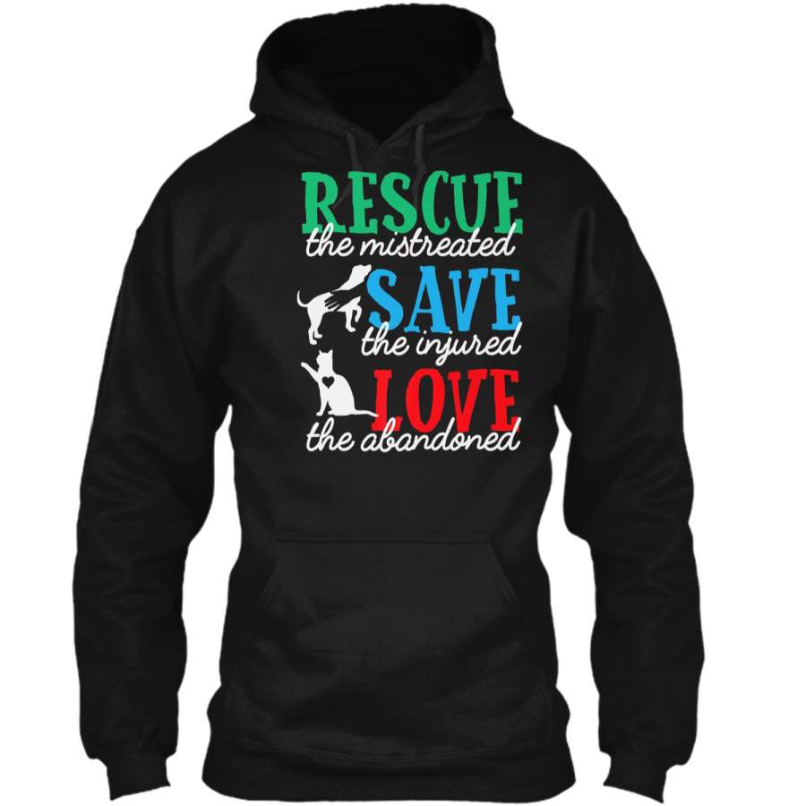 Rescue Save Love Animal Rescue Cat Dog Lover  Gifts Pullover Hoodie 8 oz