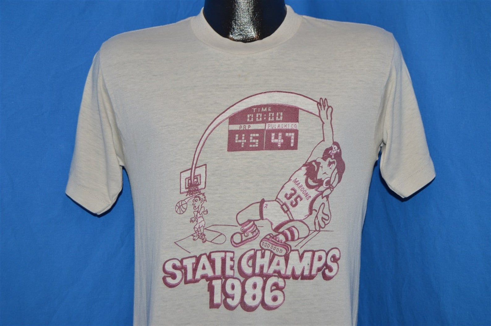 80S Fighting Maroons 1986 State Champions T-Shirt