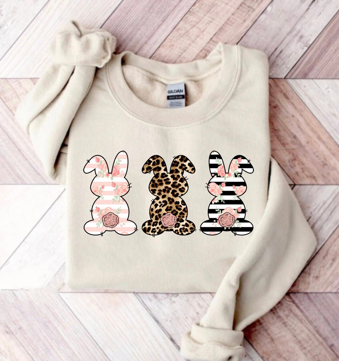 Leopard Bunny Shirt, Women Easter sweatshirt, Cute Easter Bunny Tee, Easter rabbit sweatshirt, womens easter shirt, Happy Easter Day gift