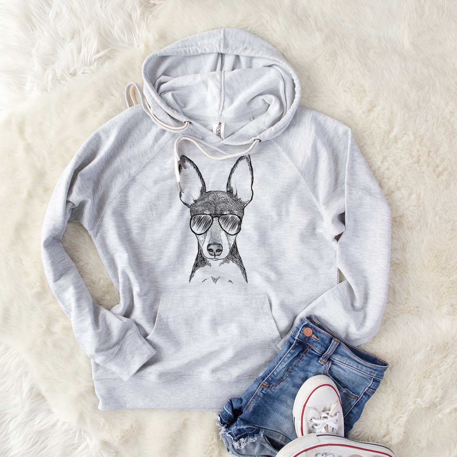 Aviator Tiny The Toy Fox Terrier – Unisex Loopback Terry Hoodie