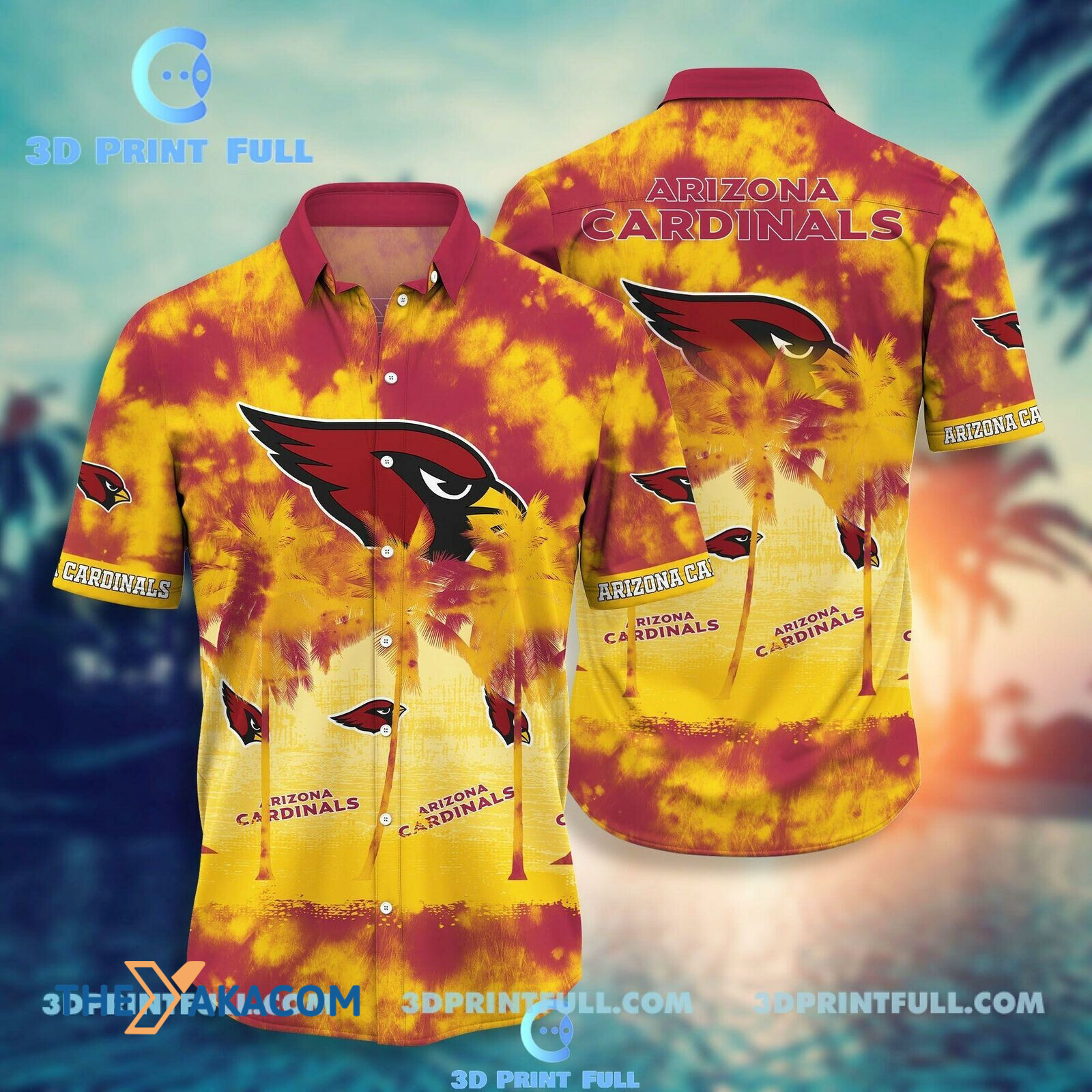 Arizona Cardinals Bleach Coconut Trees Great Gift Short Sleeve Hawaii Shirt Ha66409