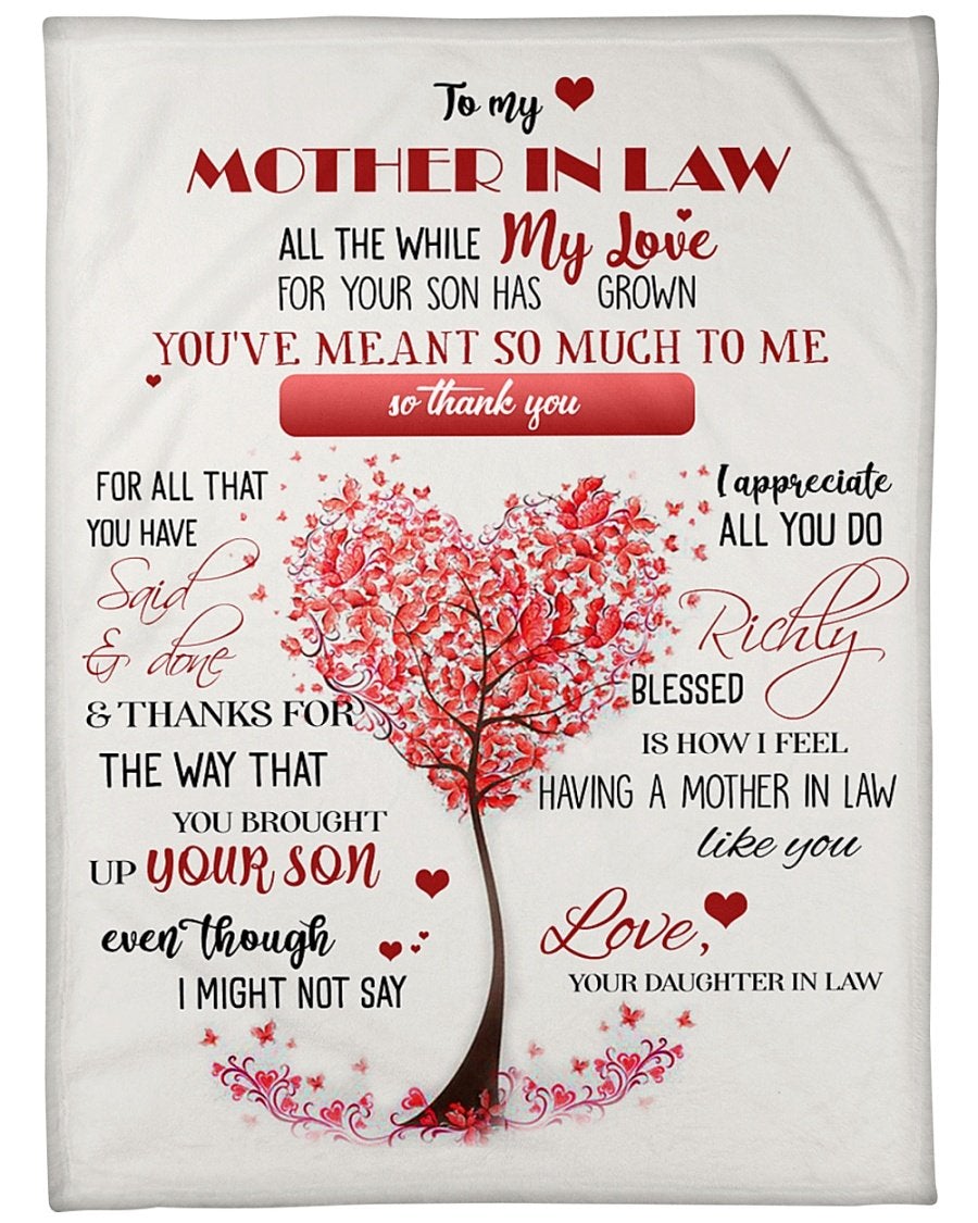 To My Mother In Law All The While My Love For Your Son Has Grown Fleece Blanket Home Decor Bedding Couch Sofa Soft And Comfy Cozy